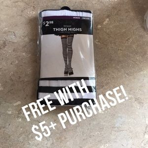 Black and white striped thigh highs